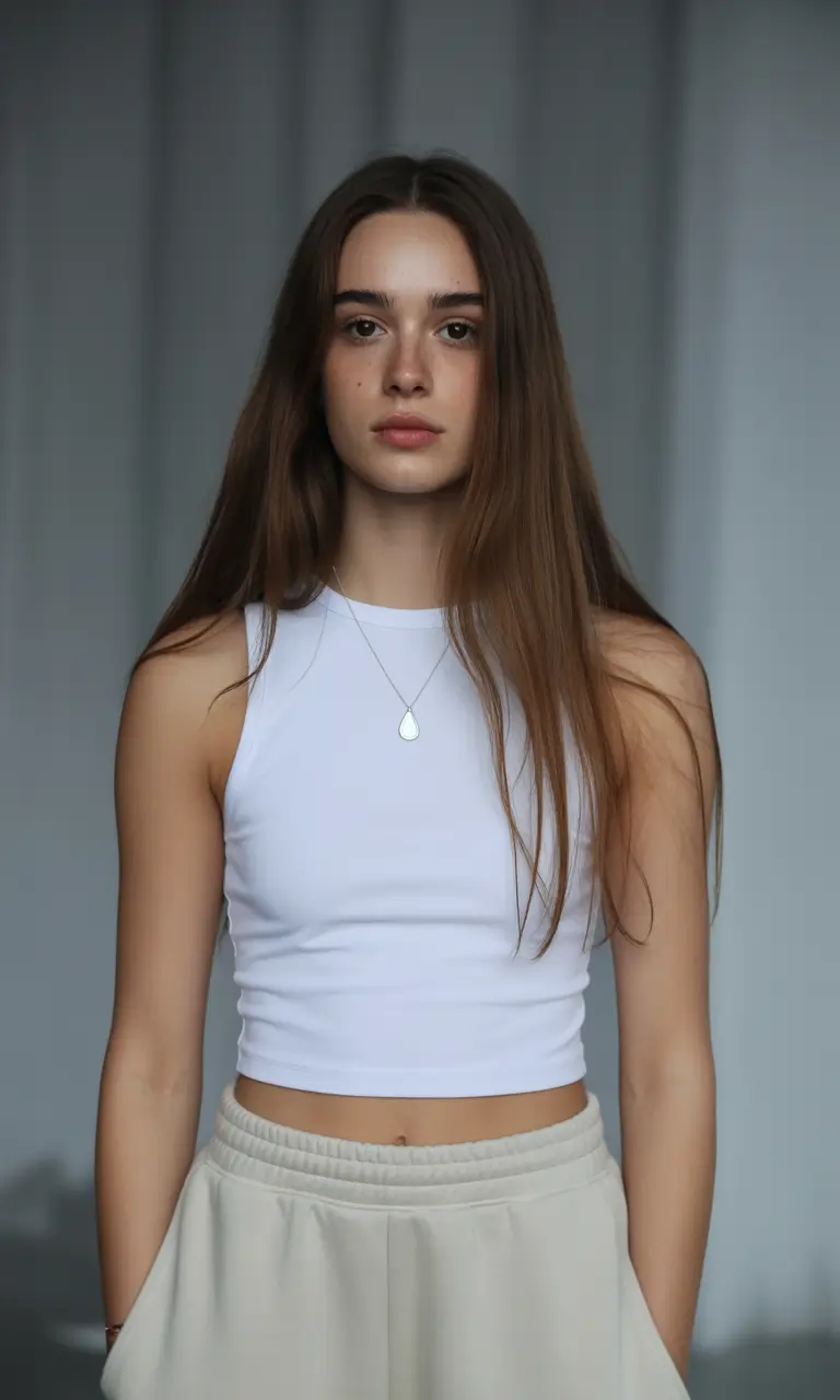 Fall long haircut Ultra-Straight, Natural-Length Cut with a Center Part