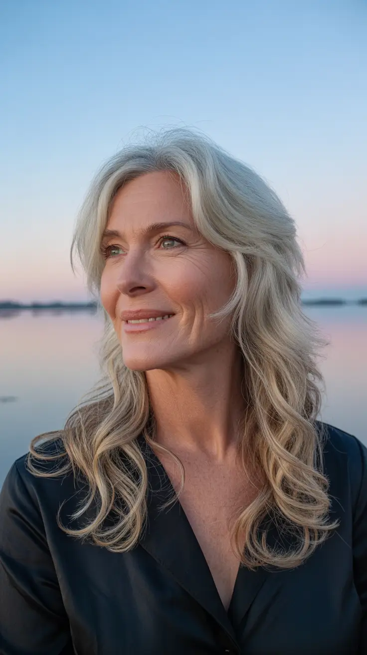 Fall haircuts for women over 50 Beachy Layers in Soft Platinum