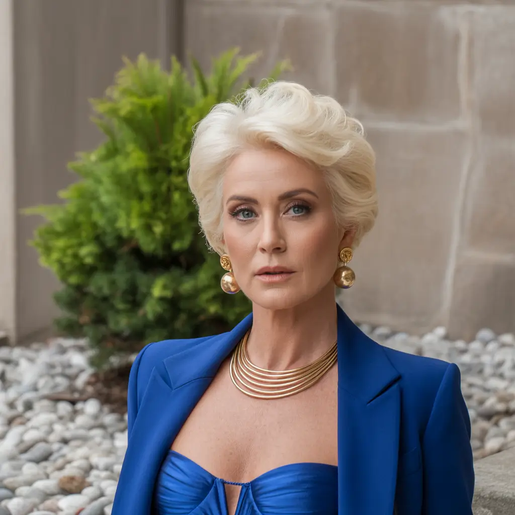 Fall haircuts for women over 50 Structured Elegance in a Platinum Crop