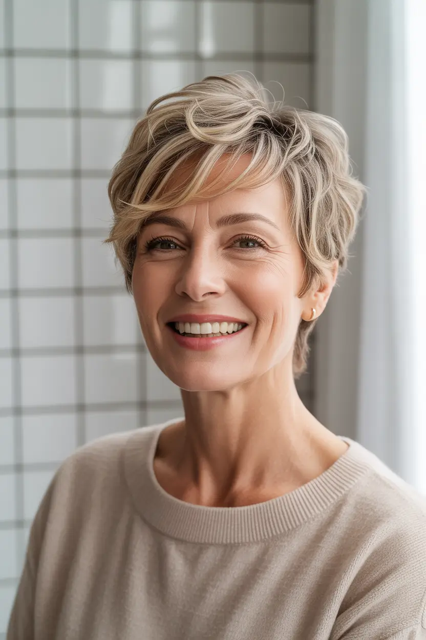 Fall haircuts for women over 50 Softly Tousled with Natural Texture