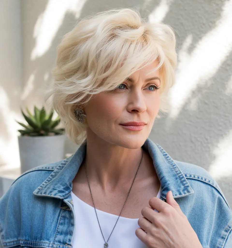 Fall haircuts for women over 50 Soft Blonde Layers with Timeless Energy