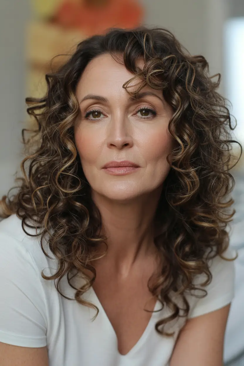 Fall haircuts for women over 50 Romantic Curls with Natural Volume
