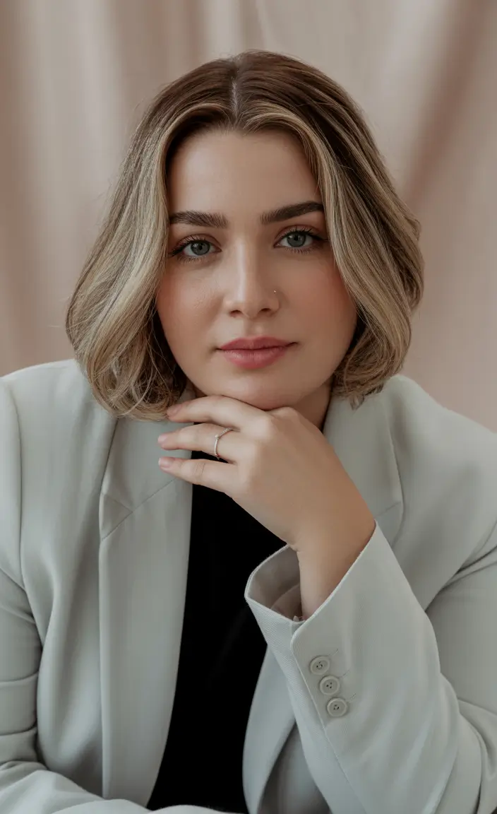 Fall haircuts for plus size women Modern Short Lob with Rooted Dimension