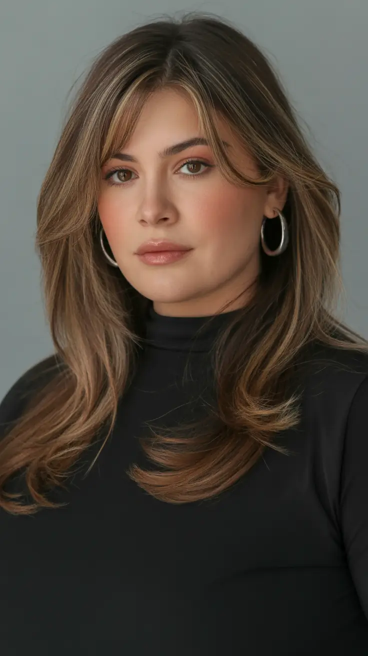 Fall haircuts for plus size women Rounded Layers with Face-Framing Volume