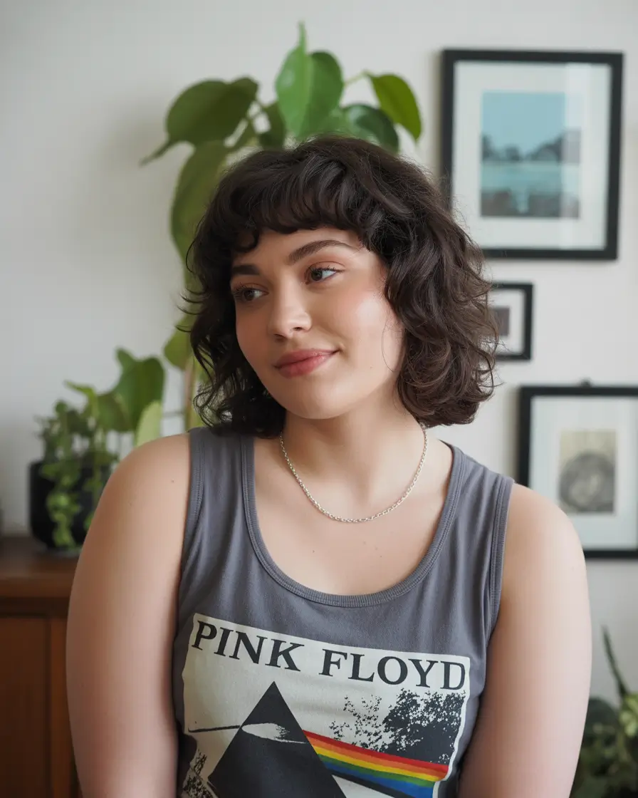 Fall haircuts for plus size women Short Curly Shag with Micro Fringe