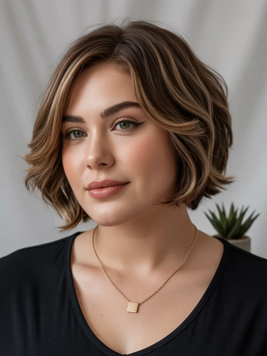 Fall haircuts for plus size women The Polished Lob with Hidden Edge