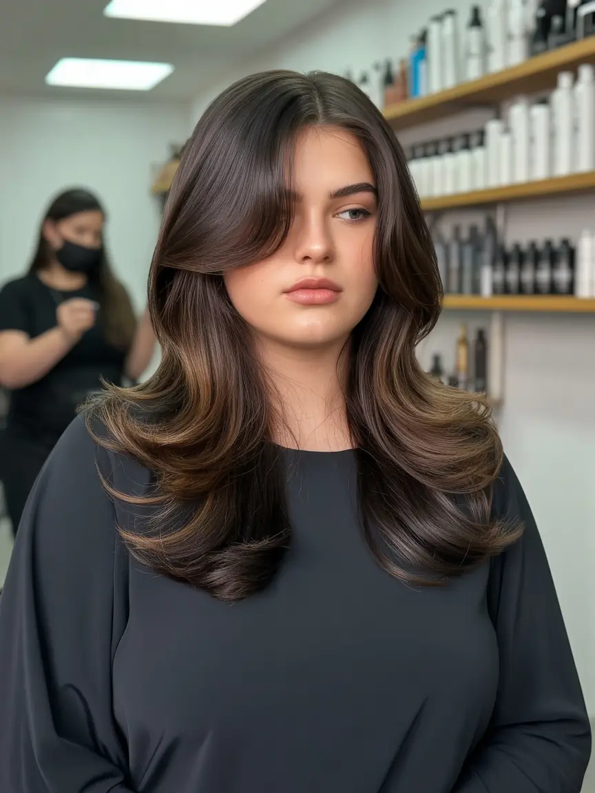 Fall haircuts for plus size women Classic Butterfly Blowout for Fullness and Movement