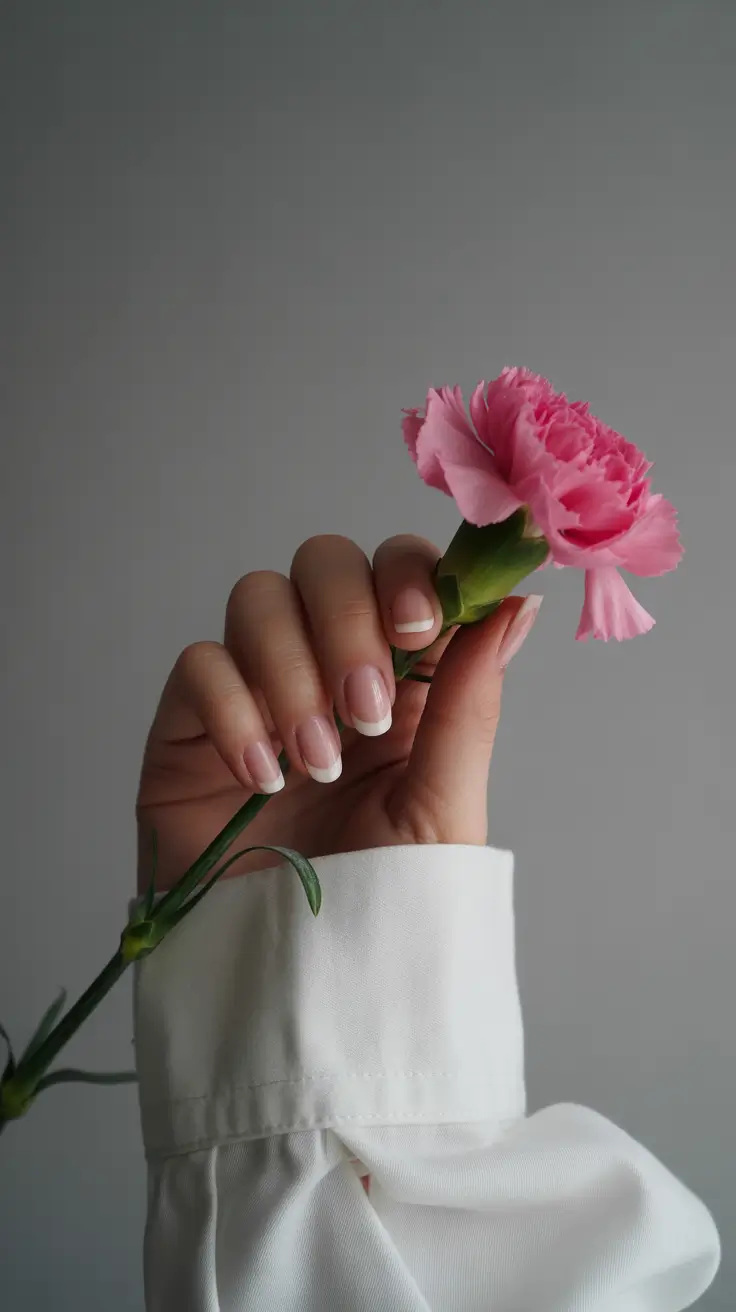 Fall 2025 Nail Colors Ideas for Women Over 60 - Timeless French on a Tapered Oval