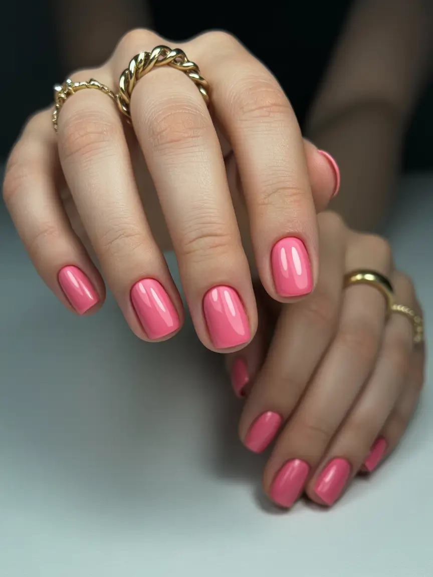 Fall 2025 Nail Colors Ideas for Women Over 60 - Glossy Rose Pink for a Flawless Finish