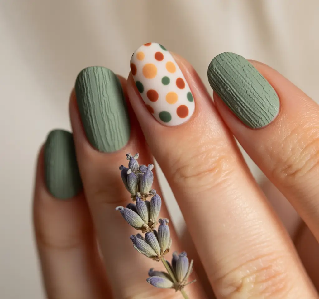 Fall 2025 Nail Colors: Botanical Texture with Autumn Dots
