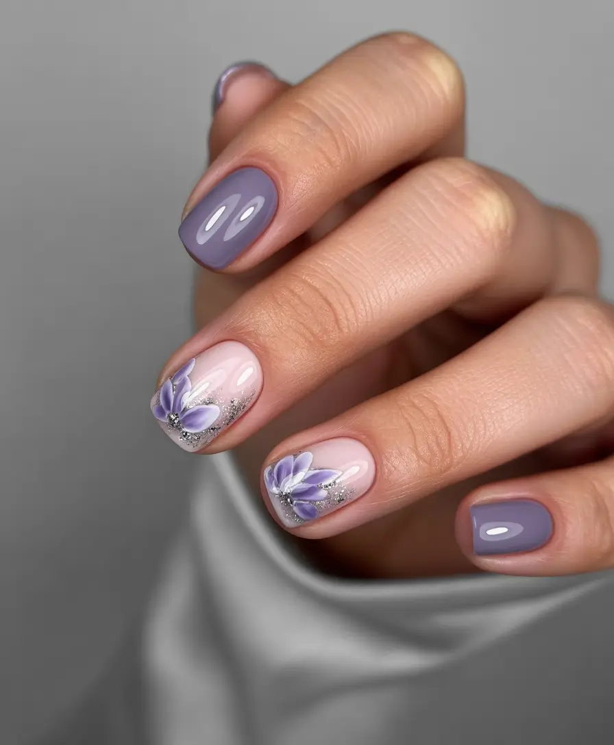 Fall 2025 Nail Colors: Smoky Lavender & Petal Art