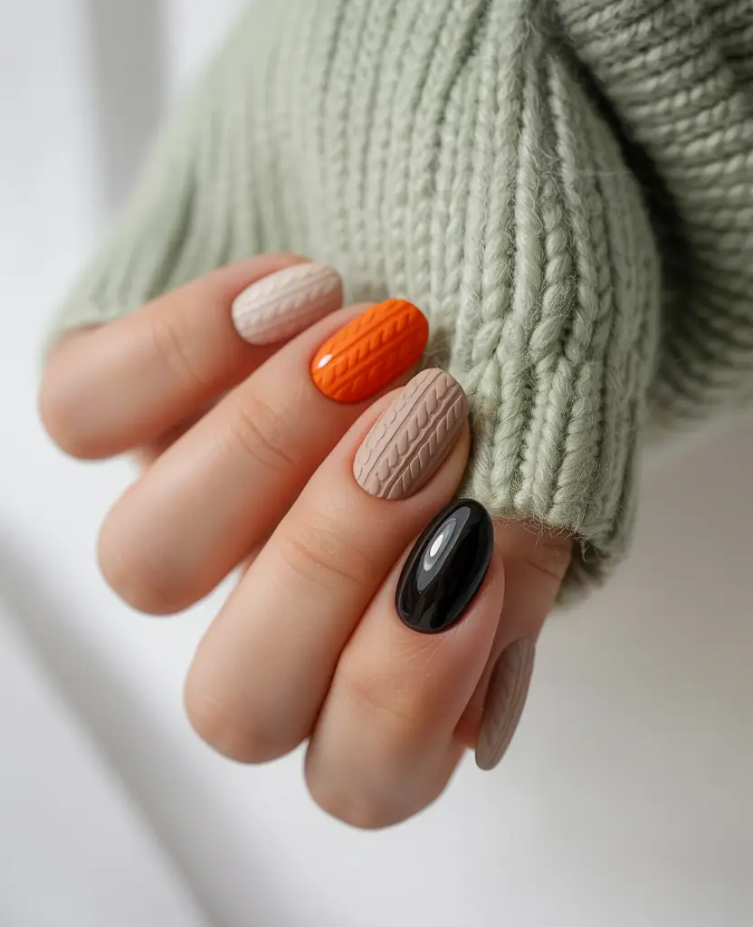 2025-cozy-sweater-nail-texture-orange-black