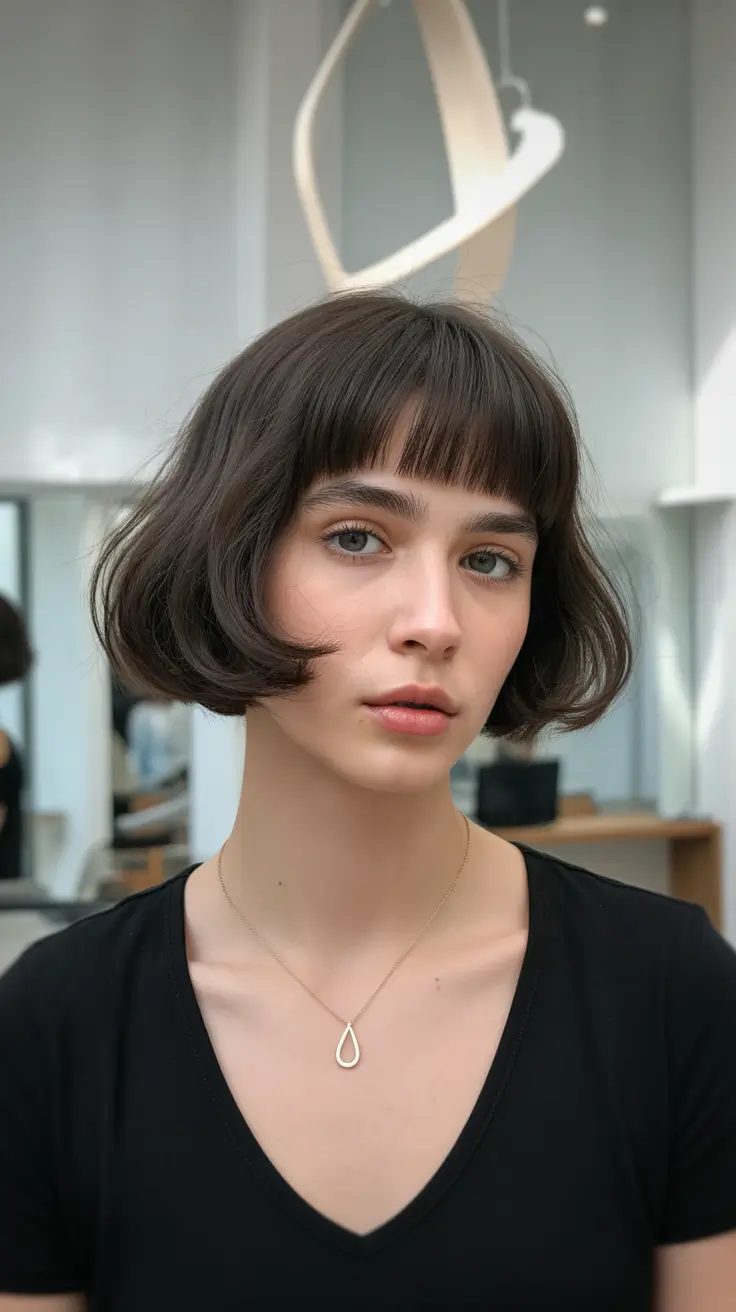 Fall bob haircut Mini French Bob with Blunt Bangs