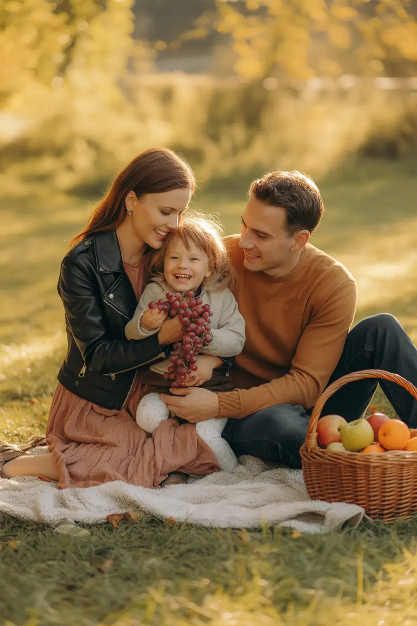 fall family photo outfits Leather Jackets and Picnic Day Vibes