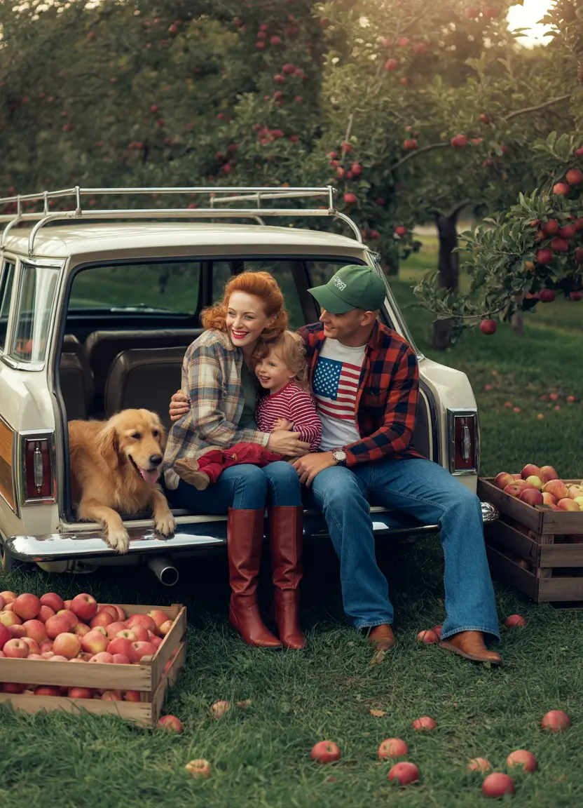 fall family photo outfits Vintage Americana at the Orchard
