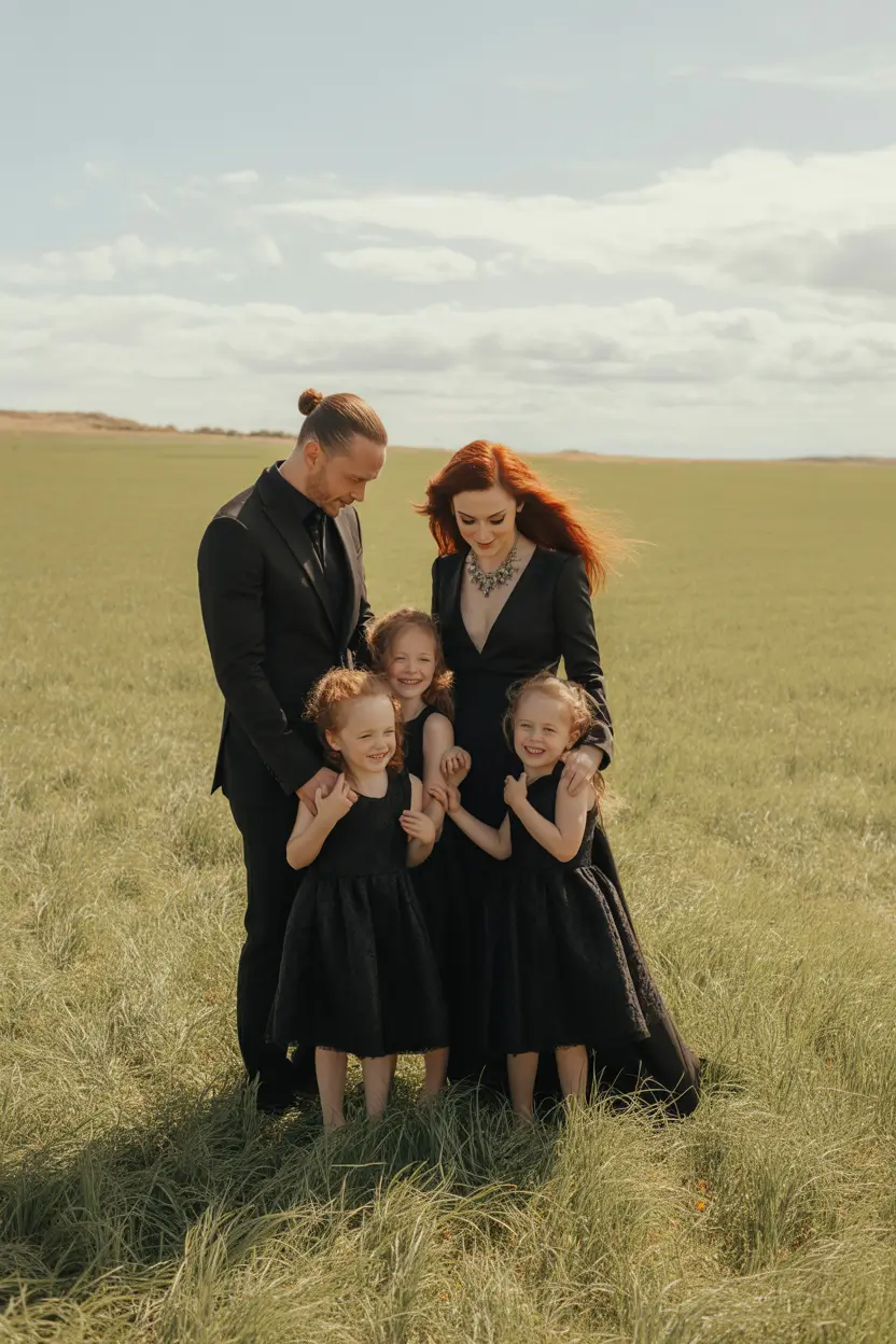 fall family photo outfits Bold in Black: Dramatic Fall Glam