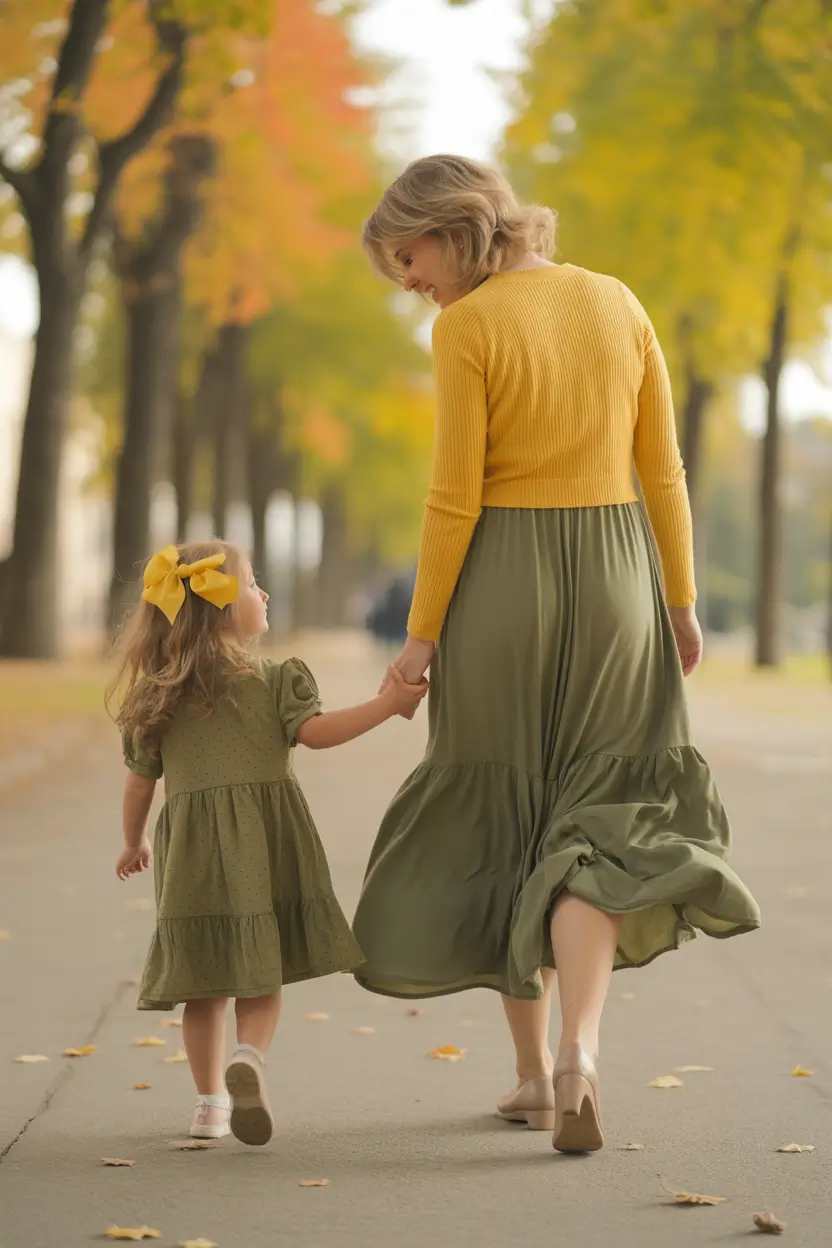 fall family photo outfits Golden Hour in Olive and Mustard