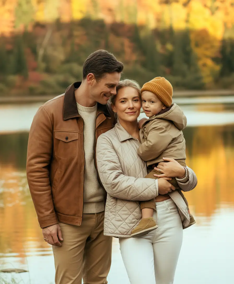fall family photo outfits Lakefront Neutrals with Quilted Texture