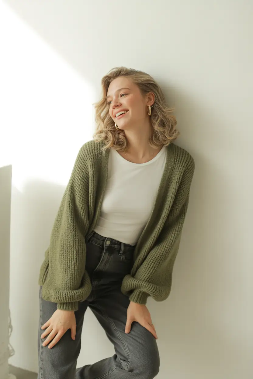 fall fashion outfits Soft Layers & Sage Tones: Cozy Meets Clean