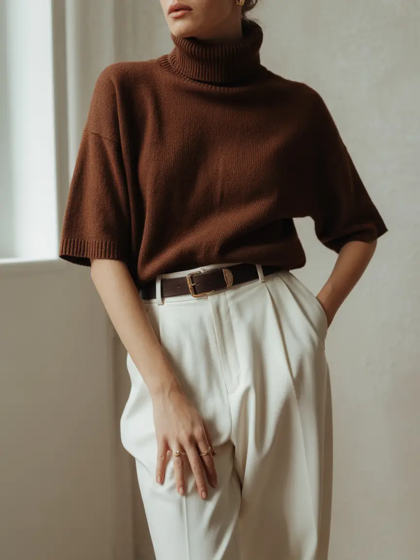 fall fashion outfits Minimalist Fall Neutrals: The Sleeveless Turtleneck Look
