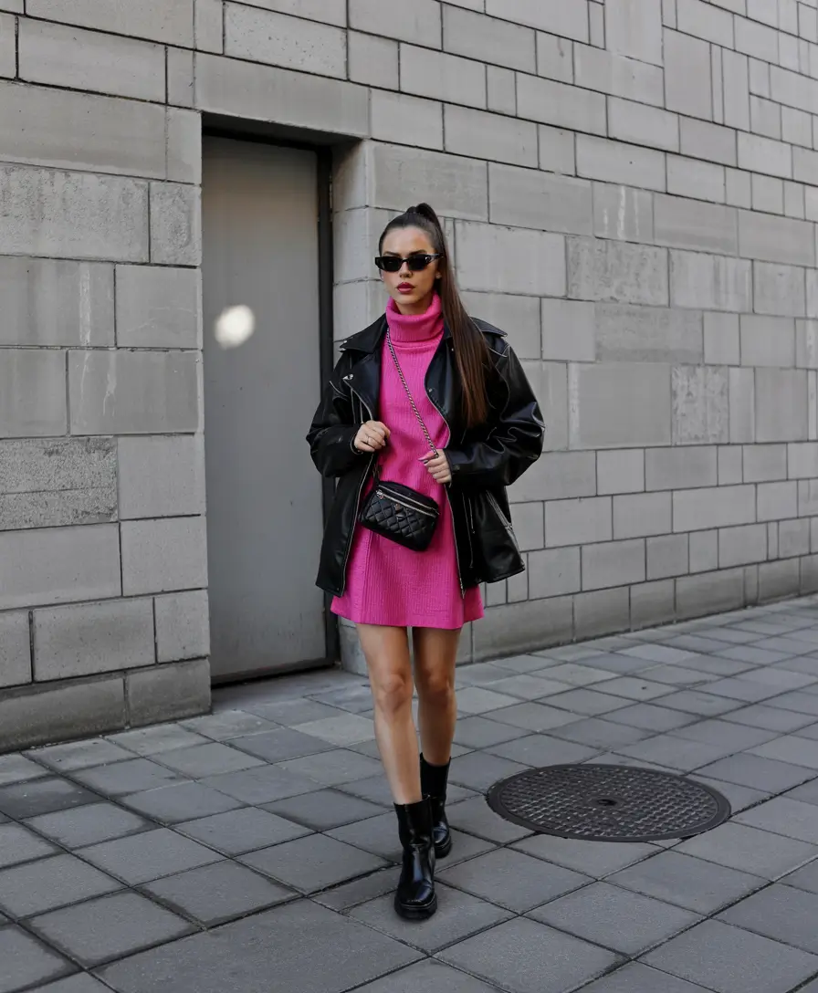 fall fashion trends for women 2025 Monochrome Power With a Leather Edge