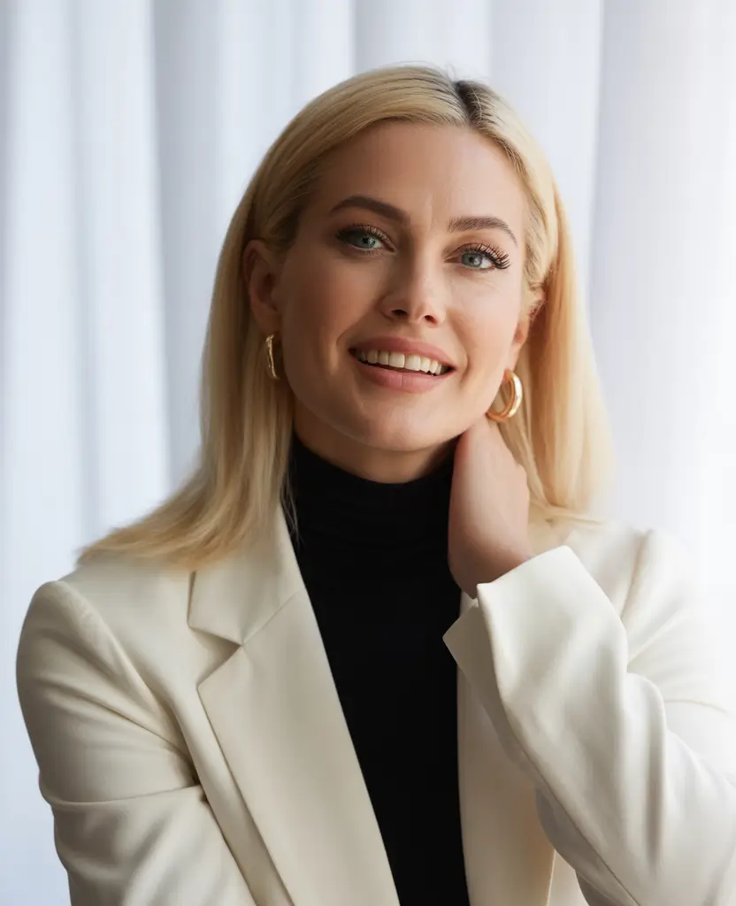 Fall hair color ideas 2025 - Polished Butter Blonde with Business Chic