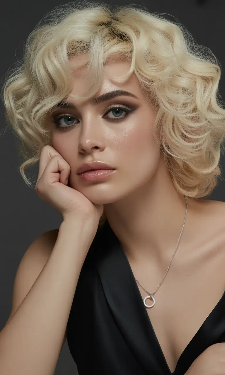 Fall hair color Retro Pin-Up Curls in Champagne Blonde