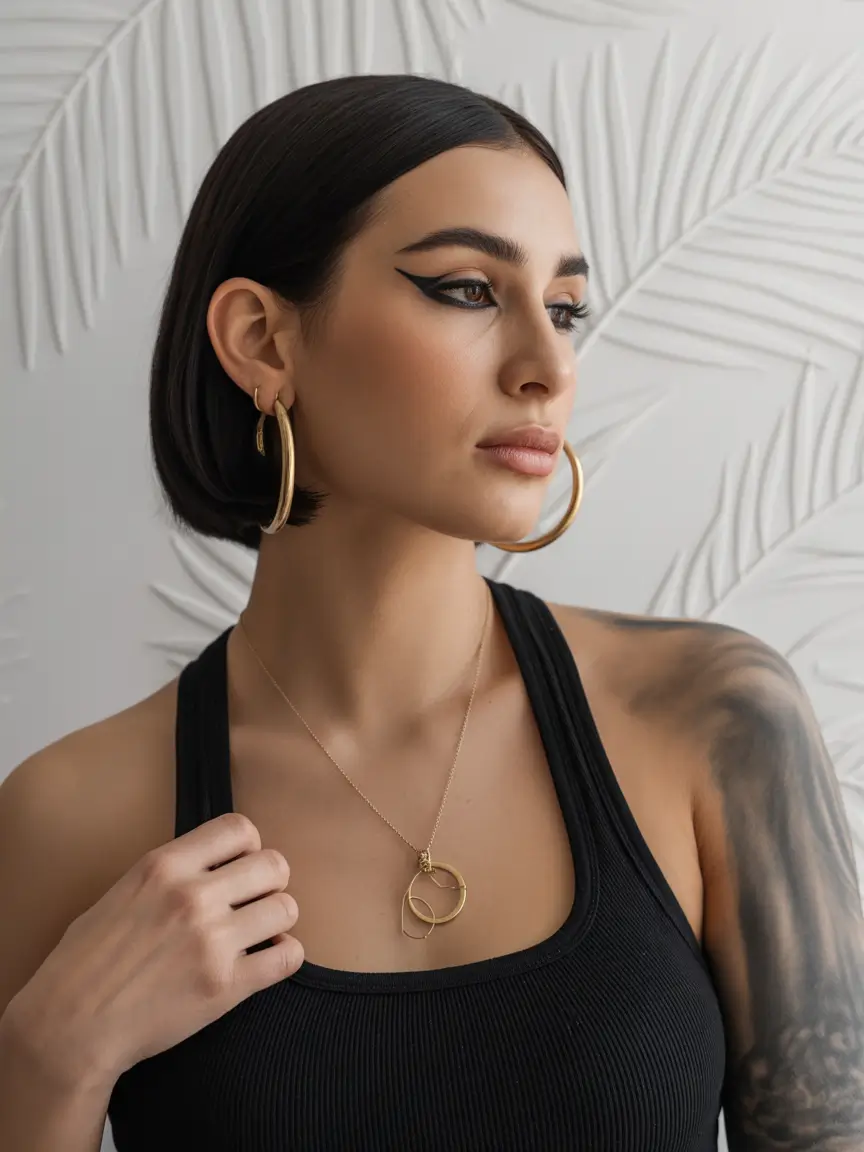 Fall hair color Glossy Espresso Bob with Glass-Hair Finish