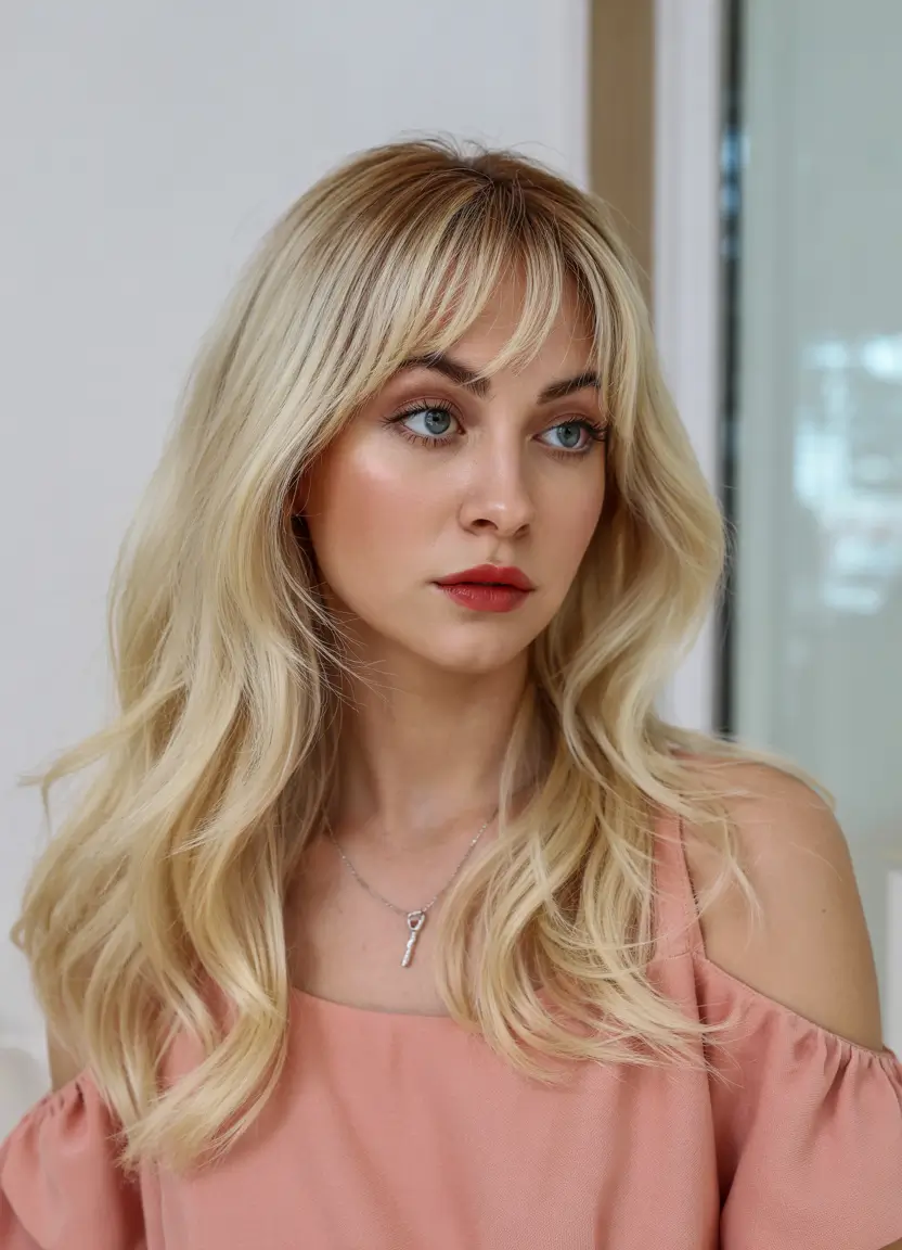 Fall hair color ideas 2025 - Vanilla Cream Layers with French Fringe