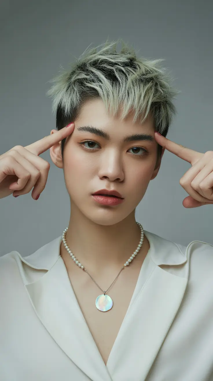 fall pixie haircut Two-Tone Edge with a Soft Pearl Glow