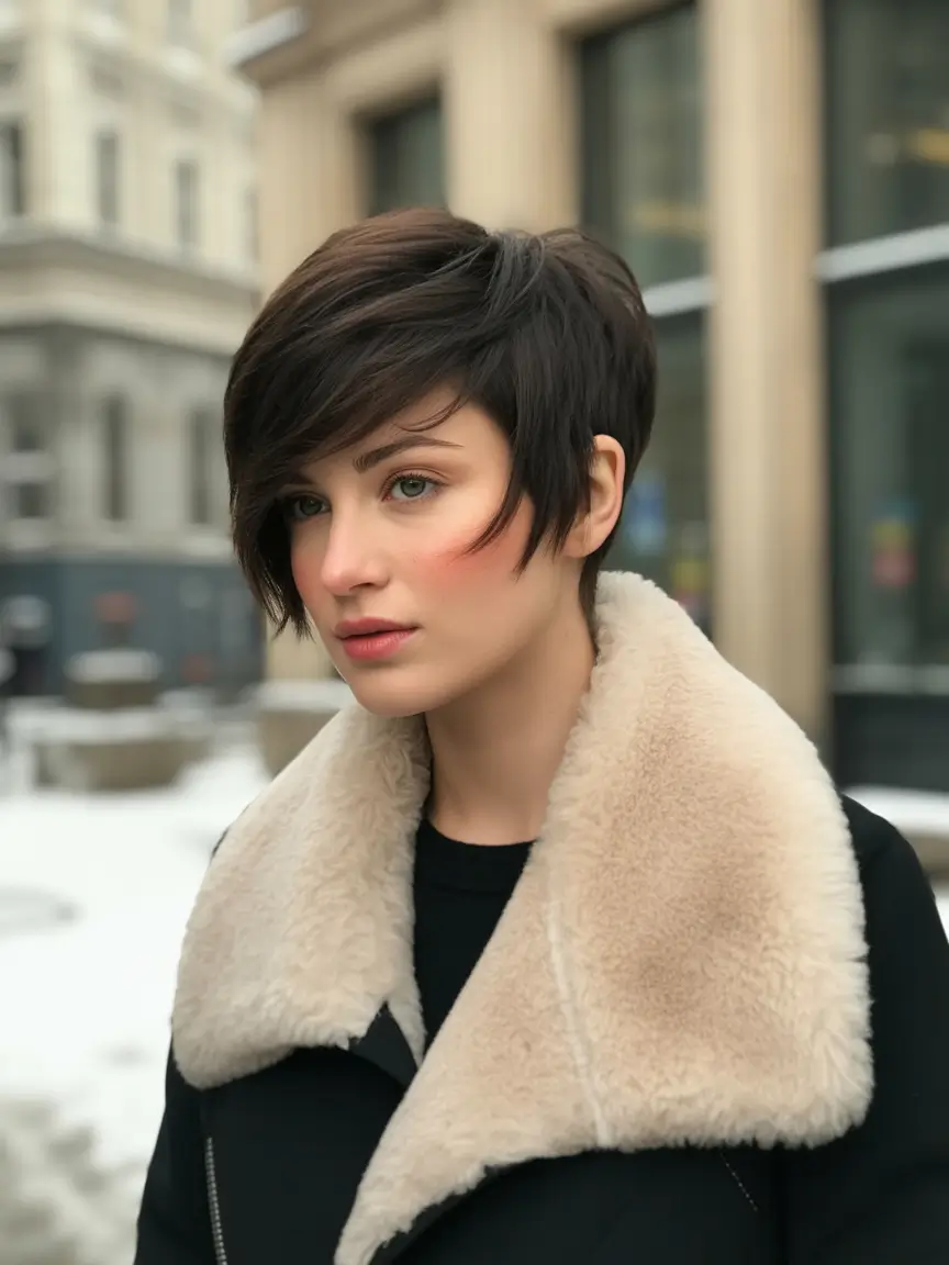 fall pixie haircut City Chic with a Winter Twist