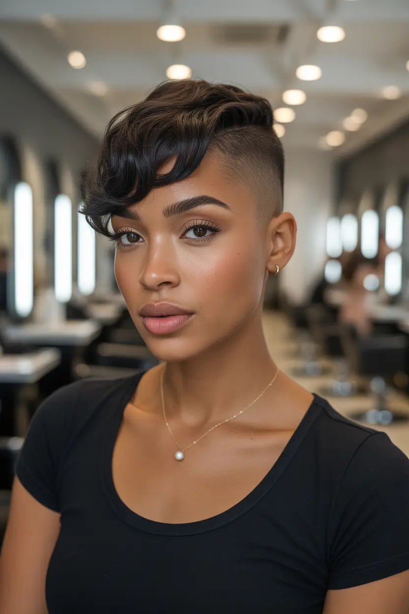 fall pixie haircut Shaved Sides with Sculpted Top Drama