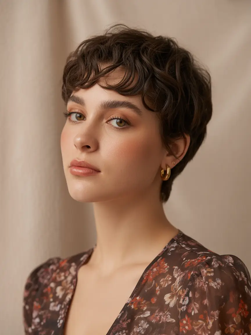 Fall pixie haircut Soft Curls, Bold Presence