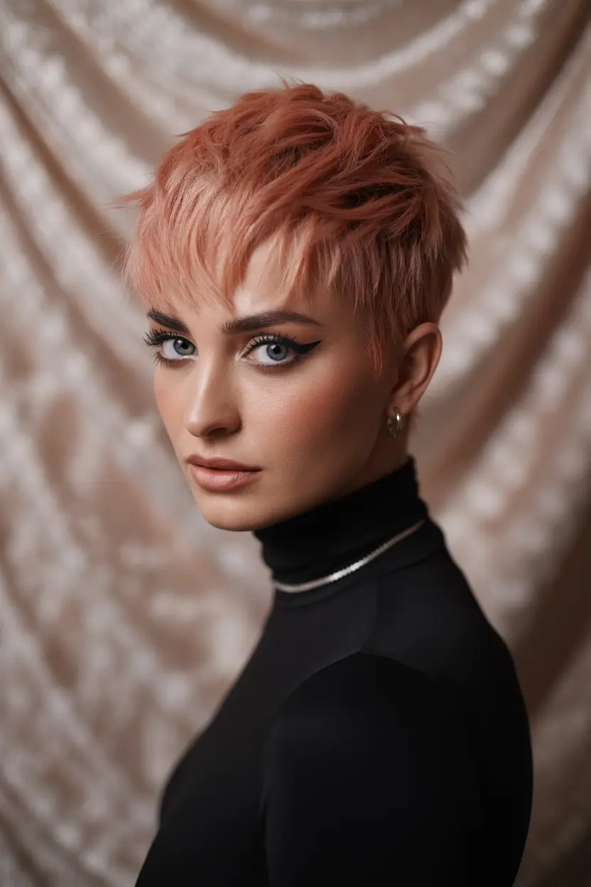 fall pixie haircut Peachy Texture with a Rebel Edge