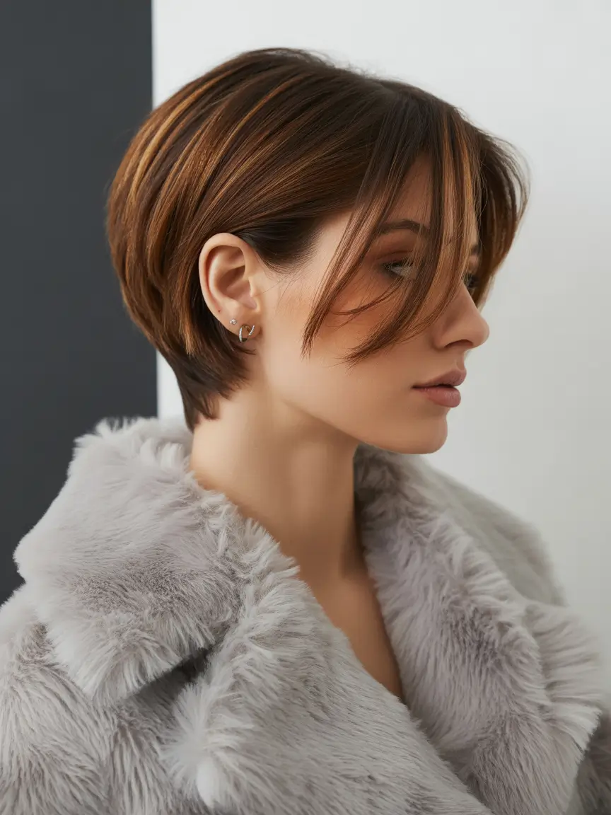 fall pixie haircut Smooth Chestnut Layers with a Luxe Finish