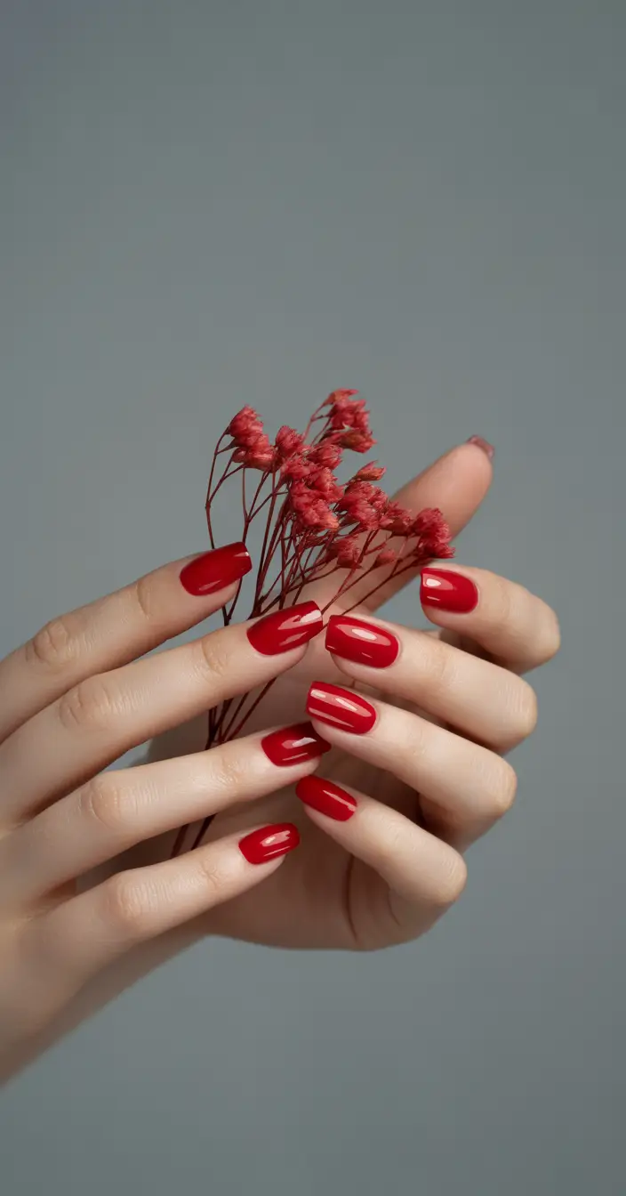 Fall Nail Color Ideas for Women Over 50 - Classic Crimson with a Modern Edge