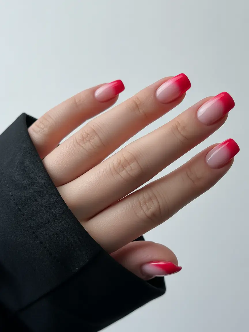 fall nail color ideas for women over 50 Hot Pink Gradient for Bold Transitions