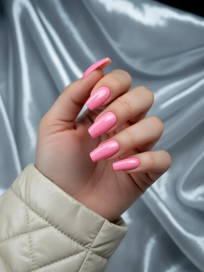Fall Nail Color Ideas for Women Over 50 - Peony Pink Drama for Longer Nails
