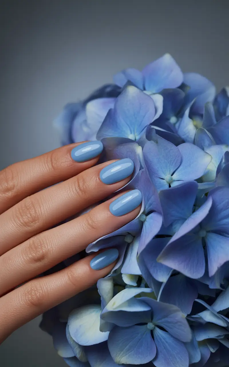 Fall Nail Color Ideas for Women Over 50 - Cornflower Blue for Unexpected Autumn Cool