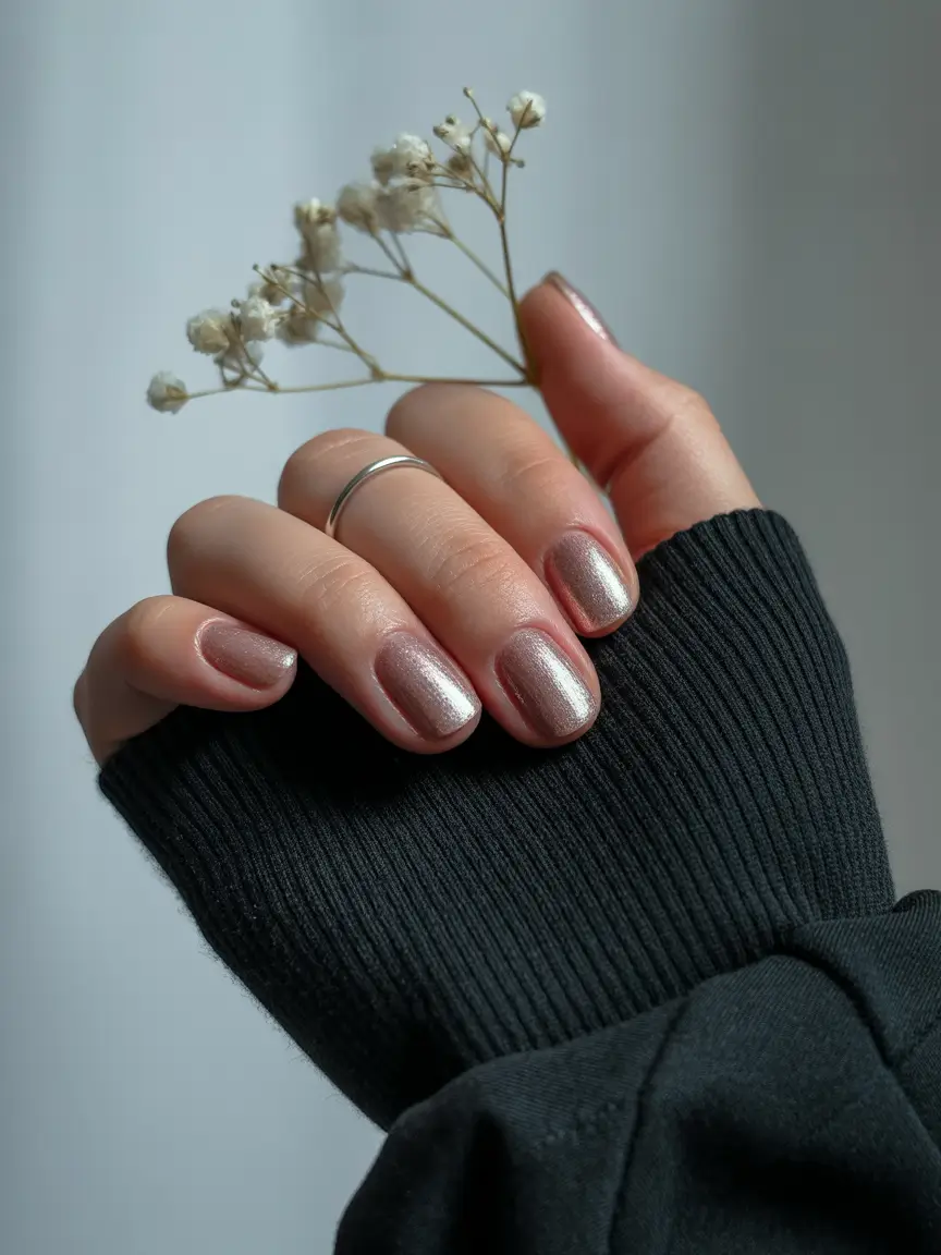 Fall Nail Color Ideas for Women Over 50 - Shimmering Mauve Taupe for Fall Nights