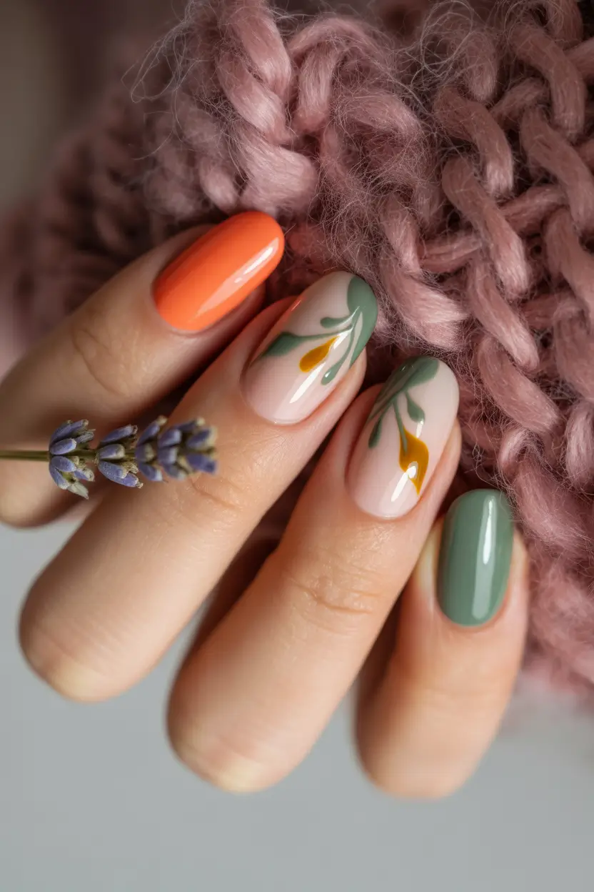 Fall nail colors 2025 – Muted Citrus Garden