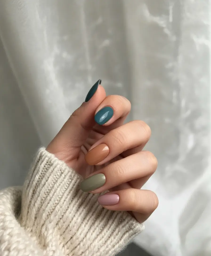 Fall nail colors 2025 – Muted Harvest Mix