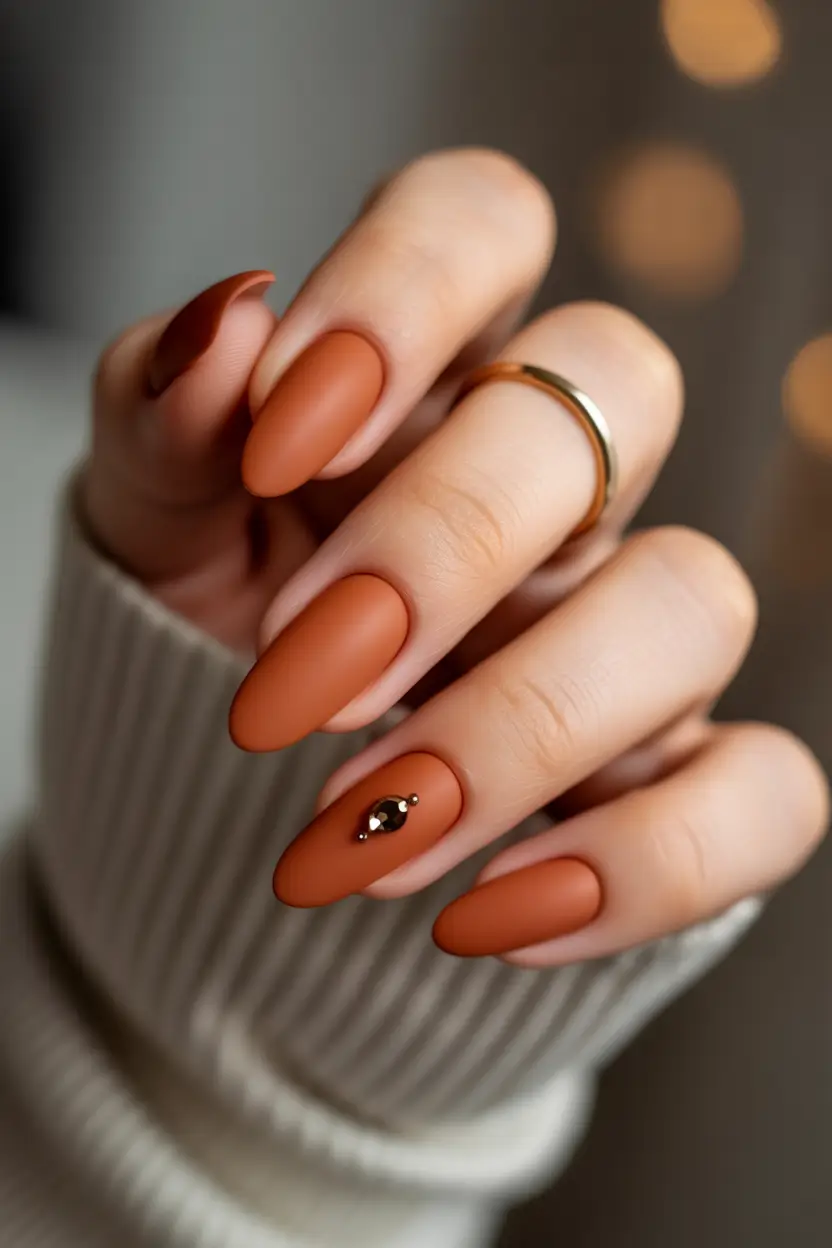 fall-nail-colors-2025-trendy-shades-to-try+Matte-Rust:-Cozy-and-Dramatic