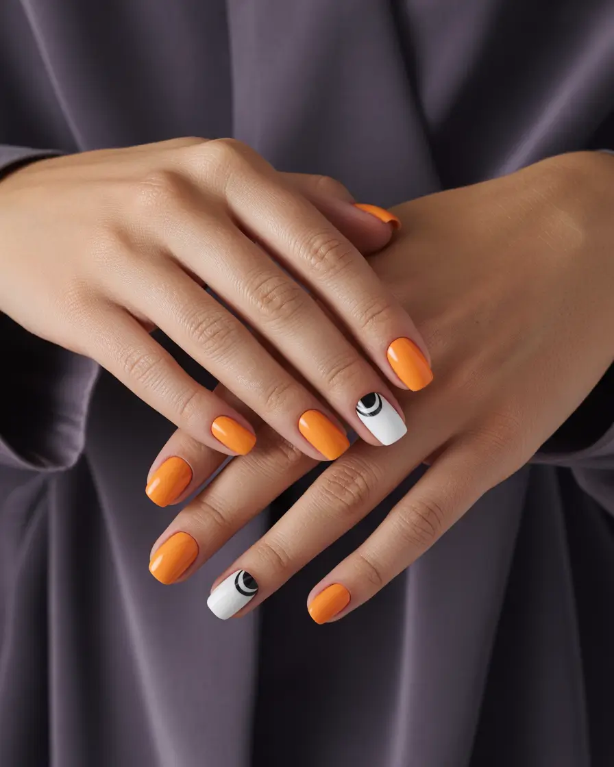 fall-nail-colors-2025-trendy-shades-to-try+Graphic-Pop-Art-Meets-Autumn-Orange