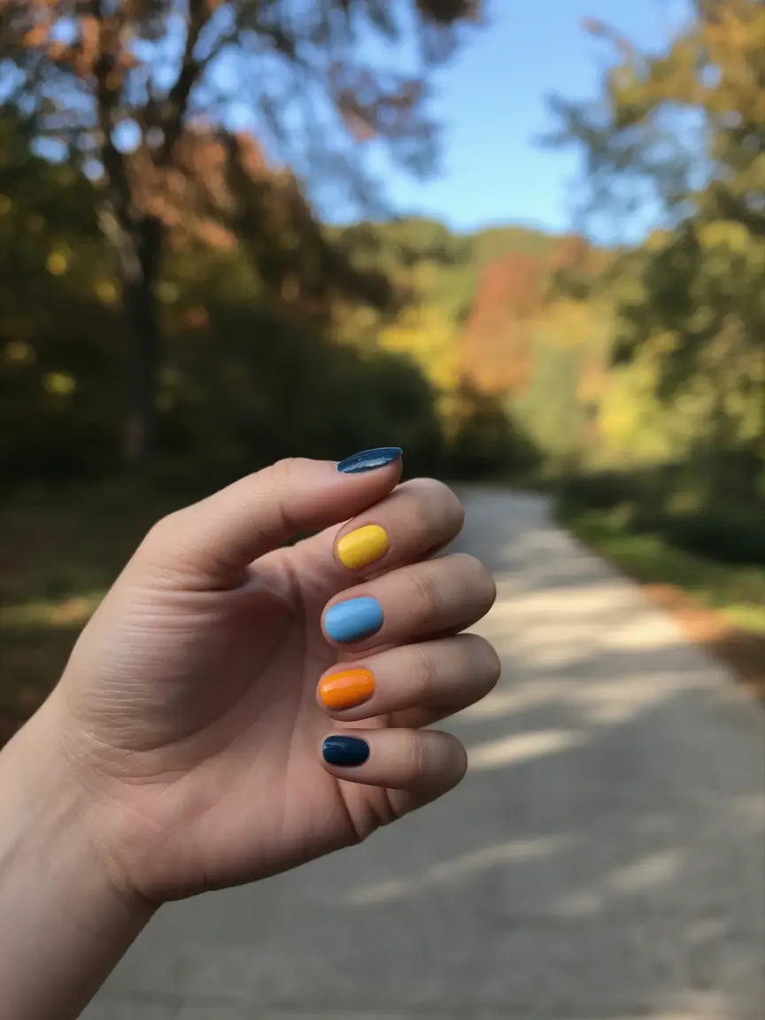 fall-nail-colors-2025-trendy-shades-to-try+Color-Blocking-but-Make-It-Fall