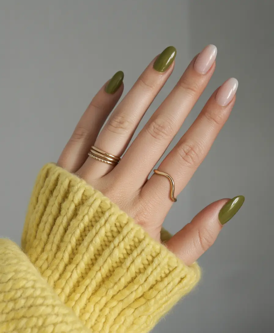 fall-nail-colors-2025-trendy-shades-to-try+Olive-Green:-Fall’s-New-Neutral