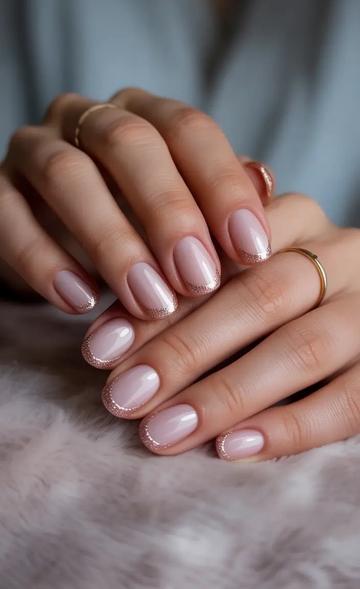 fall-nail-colors-2025-trendy-shades-to-try+Champagne-Glitter-French:-Sophisticated-Sparkle