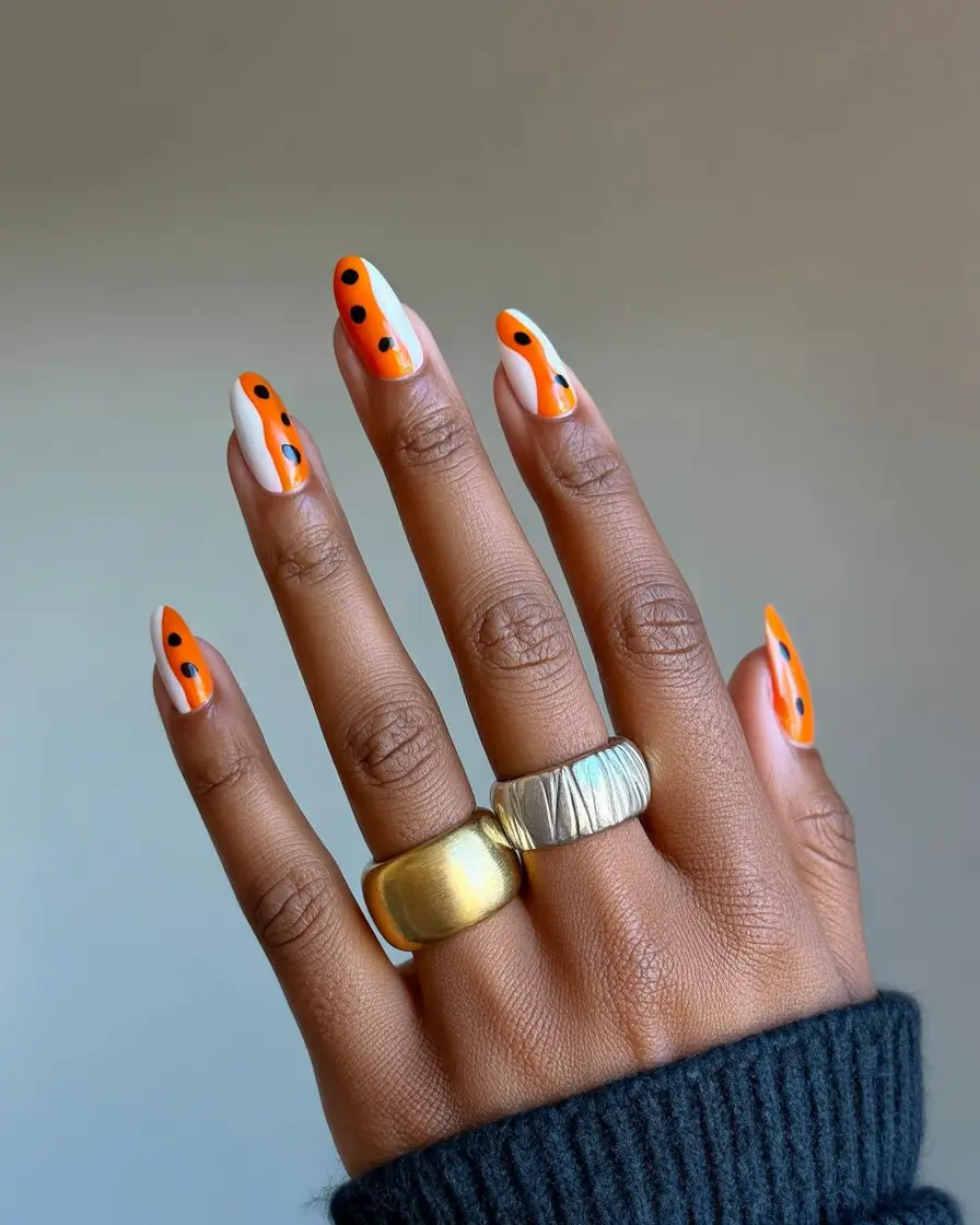 Fall nail colors 2025 – Retro Polka Dot Pop