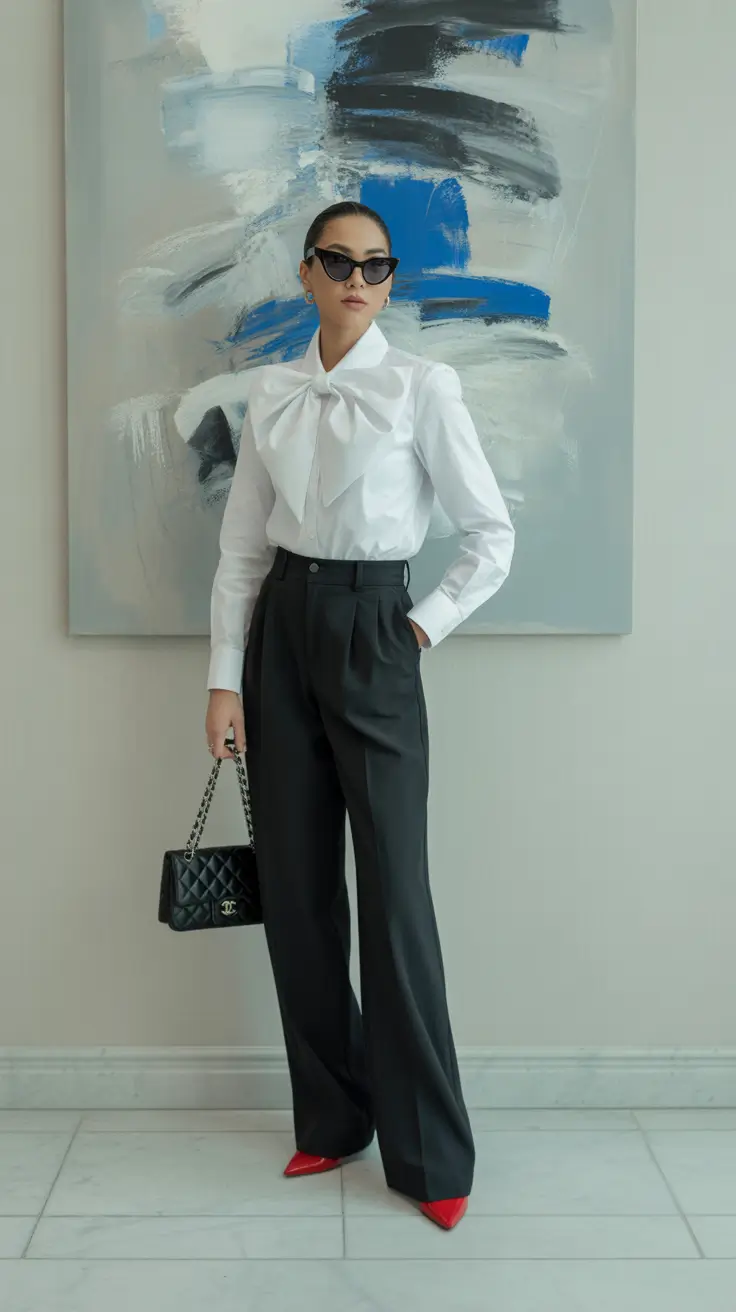 fall office outfits for women The Drama of a Bow with the Confidence of a Classic