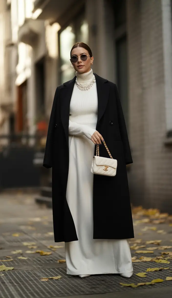 fall office outfits for women Modern Elegance in Monochrome Contrast